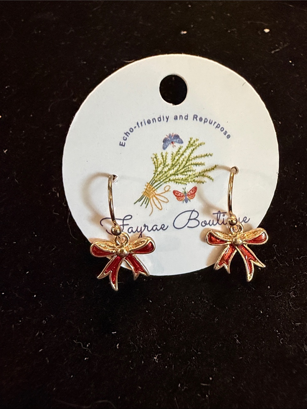 Red Bow Drop Earrings
